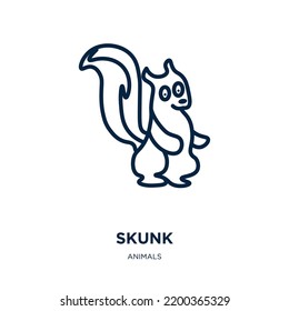 skunk icon from animals collection. Thin linear skunk, animal, character outline icon isolated on white background. Line vector skunk sign, symbol for web and mobile