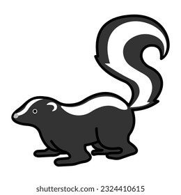 Skunk icon emoji flat vector on white background. skunk animal illustration