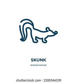 Skunk icon. Linear vector illustration from winter nature collection. Outline skunk icon vector. Thin line symbol for use on web and mobile apps, logo, print media.