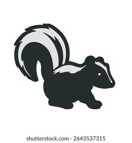 Ícone Skunk se posiciona de forma caricatural elegantemente em design de fundo branco