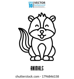 Skunk line icon, outline vector sign. Animal concept. Eps 10 vector illustration.