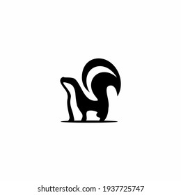 Skunk logo. Black flat color simple elegant skunk animal illustration.