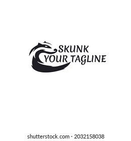 skunk logo. black flat color simple elegent skunk animal illustration