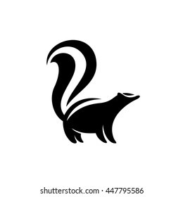 Skunk logo. Black flat color simple elegant skunk animal illustration.