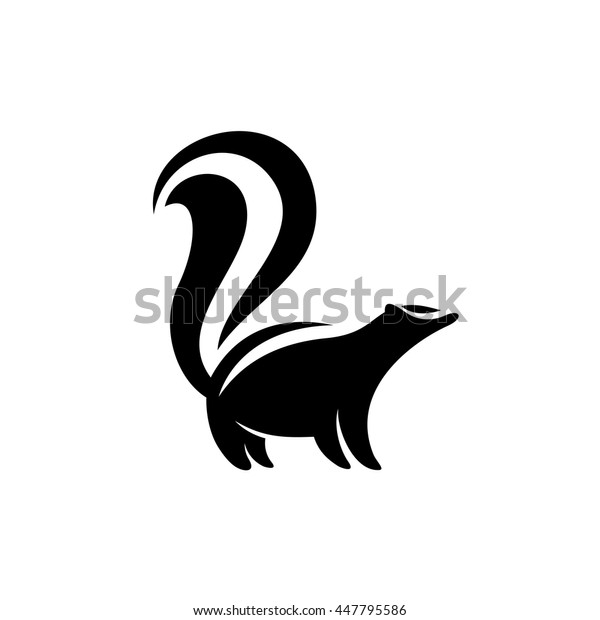 Skunk logo. Black flat color simple elegant\
skunk animal\
illustration.