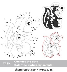 Skunk Mom. Dot to dot educational game for kids.