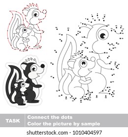 Skunk mother. Dot to dot educational game for kids.