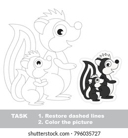 Skunk mother. Dot to dot educational game for kids.