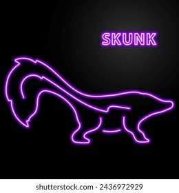 skunk neon sign, modern glowing banner design, colorful modern design trend on black background. Vector illustration.