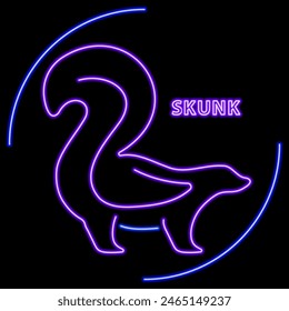 skunk neon sign, modern glowing banner design, colorful modern design trend on black background. Vector illustration.