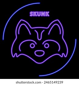 skunk neon sign, modern glowing banner design, colorful modern design trend on black background. Vector illustration.