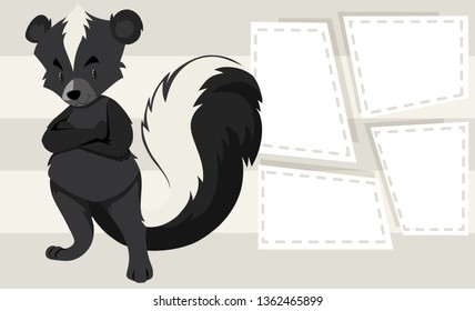 Skunk on note template illustration