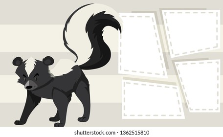 Skunk on note template illustration