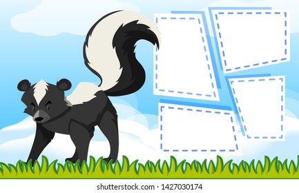 Skunk on note template illustration