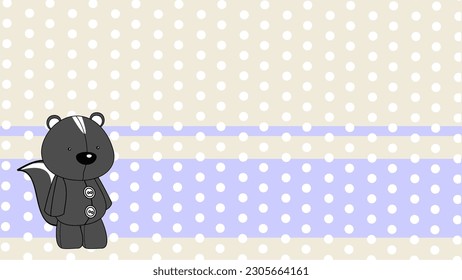 skunk plush toy cartoon standing on colorful background illustration in vector format