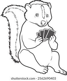 Skunk Poker Poker cards Animal Vector Graphic Art Illustration