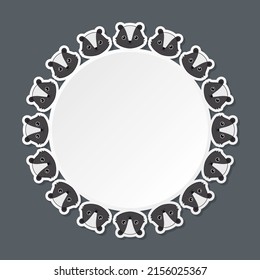 Skunk with round frame for banner, poster, and greeting card