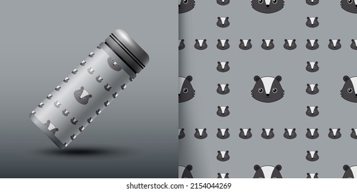 Skunk Seamless Pattern With Bottle