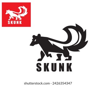 SKUNK SIMPLE LOGO, silhouette of black cute animal vector illustrations