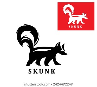 SKUNK SIMPLE LOGO, silhouette of great and cute small animal vector illustrations