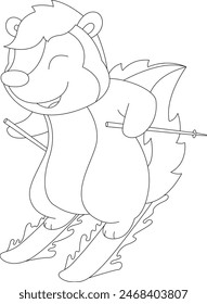 Skunk Skier Ski Animal Vector Graphic Art Illustration