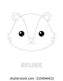 Skunk tracing worksheet for kids