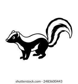 skunk vector black and white, this is a editable file.