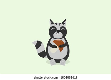 Skunks cute holds mushrooms hand drawing vector