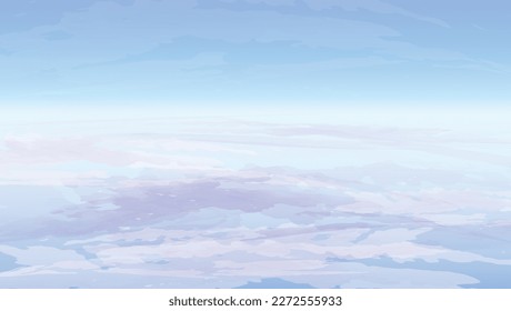 Vista aérea del cielo por encima de las nubes. Fondo vectorial, mínimo paisaje de nubes abstracto. 