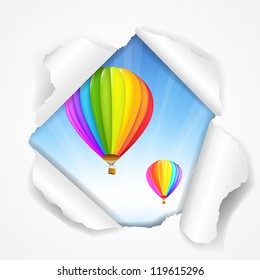 Sky And Air Torn With Gradient Mesh, Vector Illustration