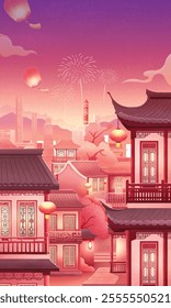 Sky ancient building scenery Chinese poster