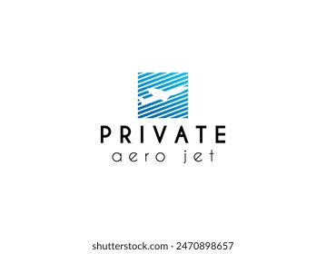 Diseño del logotipo del jet privado de la aviación de Sky. Logo minimalista del avión para la compañía de aviación