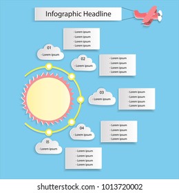 The sky background 5 templates infographic in paper cut style.