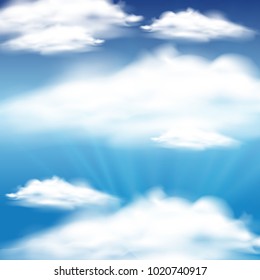 Fondo del cielo con cielo azul e ilustración de las nubes