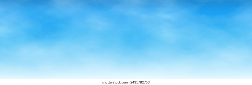 Fondo del cielo. Cielo azul con nubes blancas. Fondo de pantalla de verano. Plantilla de clima soleado. Banner nublado claro. Plantilla de paisaje nuboso para sitio web. Ilustración vectorial.