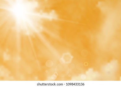 Sky background with clouds and sun, vector illustration.