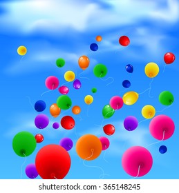 Sky Background with Colorful Balloons