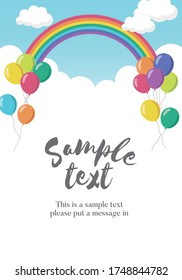 Sky background frame with balloons and rainbow (vertical)