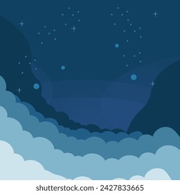 Sky background full of clouds, Illustrator drawing