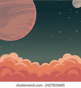Sky background full of clouds, Illustrator drawing