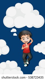 Sky background with happy boy  illustration