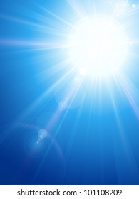 Sky Background With A Magnificent Sun Burst With Lens Flare. Space For Your Text. EPS10