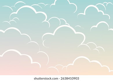 Sky background pattern. hand drawn seamless pattern. Blue and pink sky background for fabric design, textile print, wrapping paper, cover. Vector illustration.