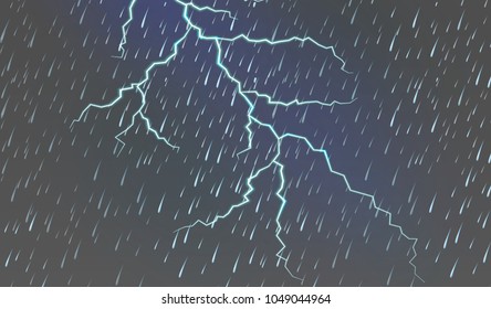 Sky background with rain and thunder illustration