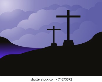  sky background with set of cross, vector illustration