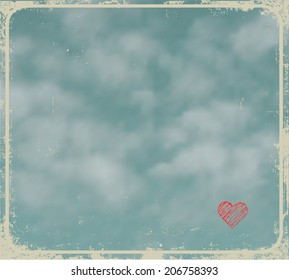 Sky background with spots and a place for text. Retro style. 