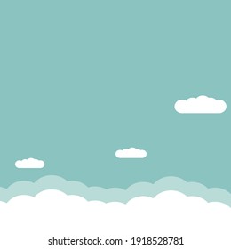 Sky background with white clouds, vector illustration