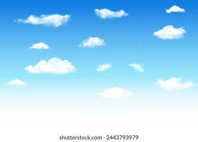 Fondo del cielo con nubes blancas esponjosas. Ilustración de vector