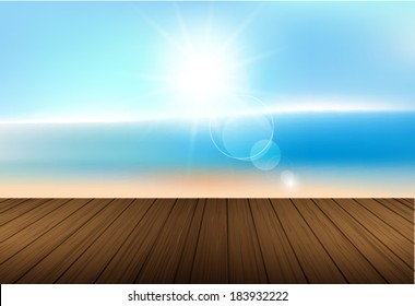 sky background with wooden planks