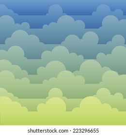 sky background, yellow and blue tones